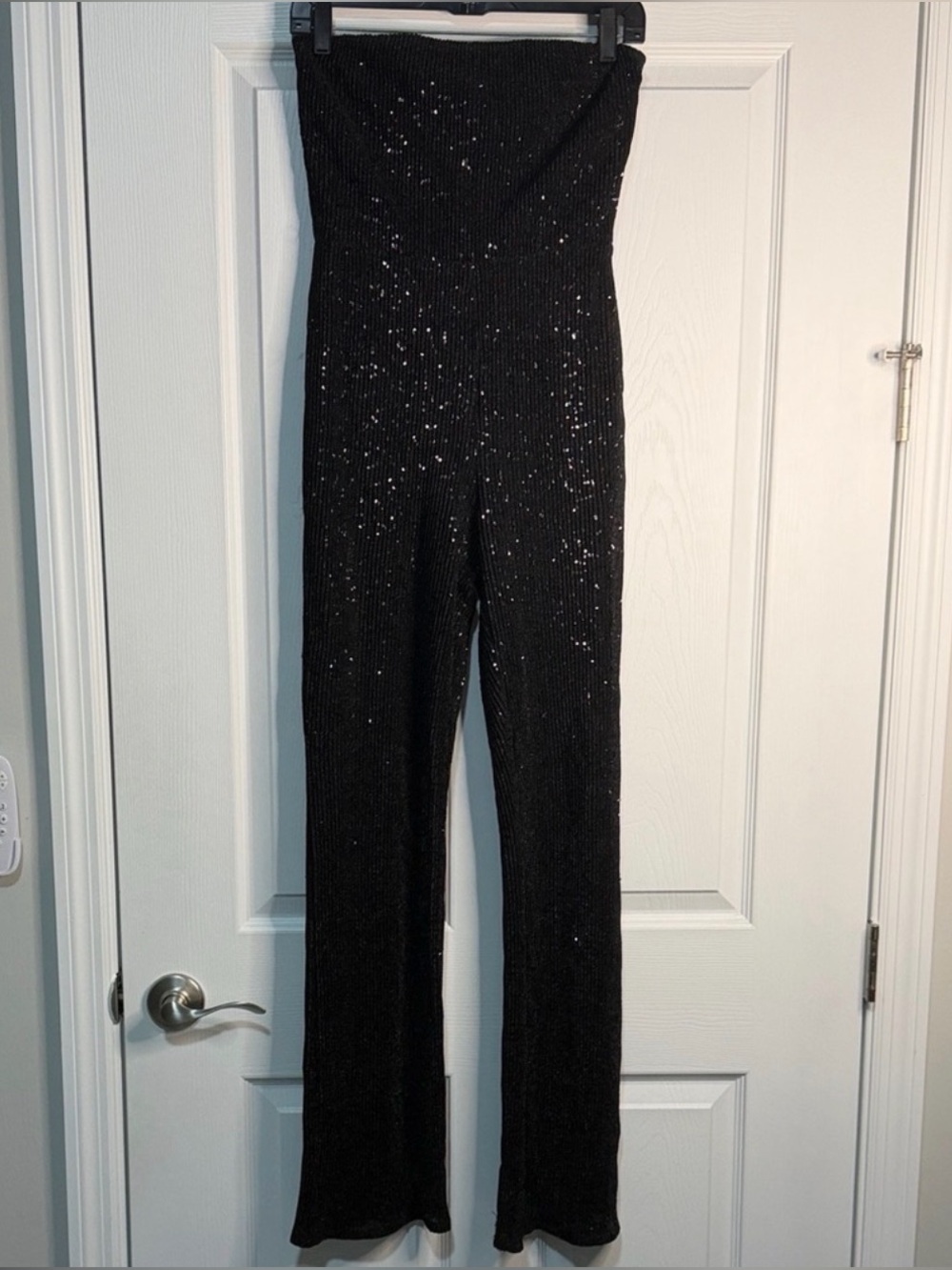 🆕 WILD FABLE Black Sequin Jumpsuit NWT Size XS Strapless - Picture 4 of 16